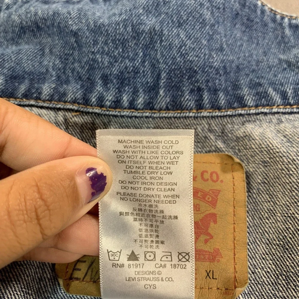 Levi's Jacket Youth XL Blue‎ Jean Denim Trucker Button Front Pockets 13-15 Yrs